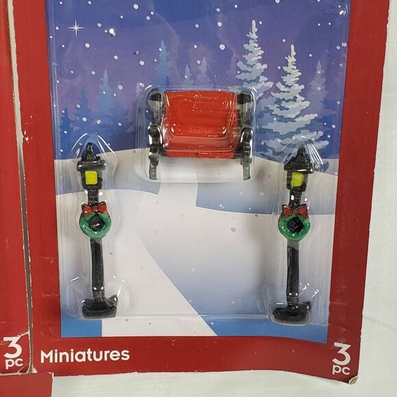 Cobblestone Corners Winter Village Miniatures Set of 4 Packs – 12 Pieces Christm - Picture 6 of 6